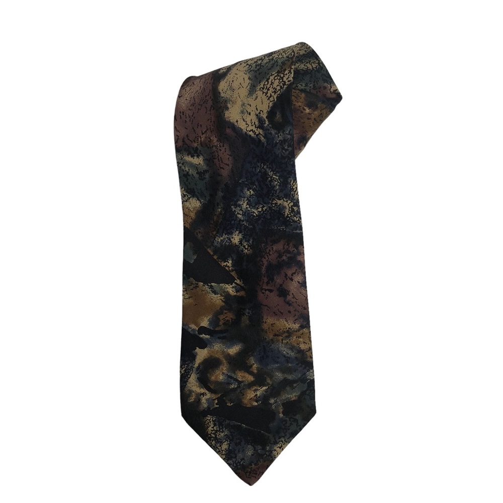 Vintage St Michael Multicolored Print Silk Tie